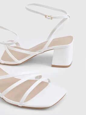 Women’s White Strappy Block Heel Sandals - Size 11